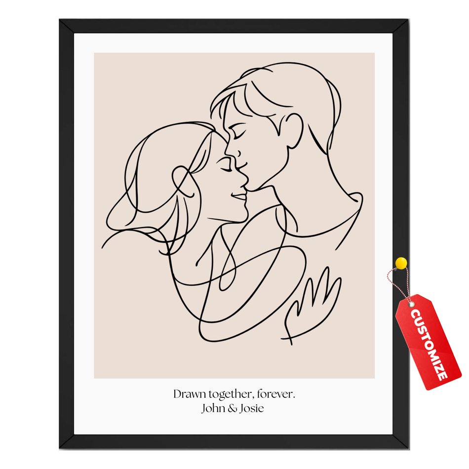 Personalized Custom Couple Print - Romantic Line Art Poster