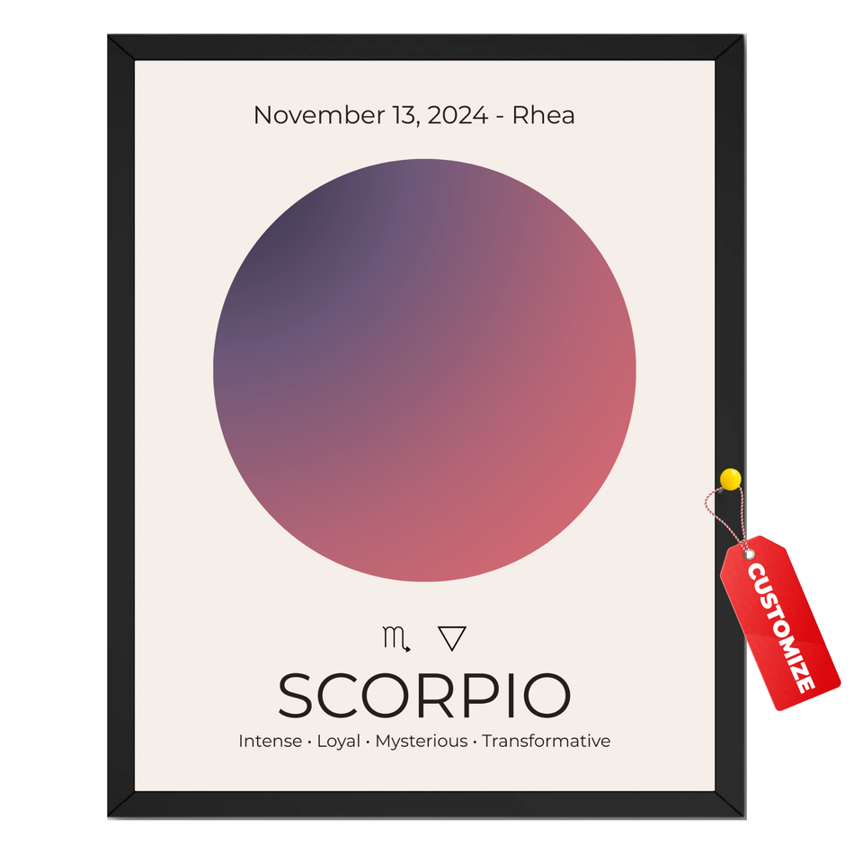 Personalized Scorpio Zodiac Print: Customized Birth Date Poster and Canvas