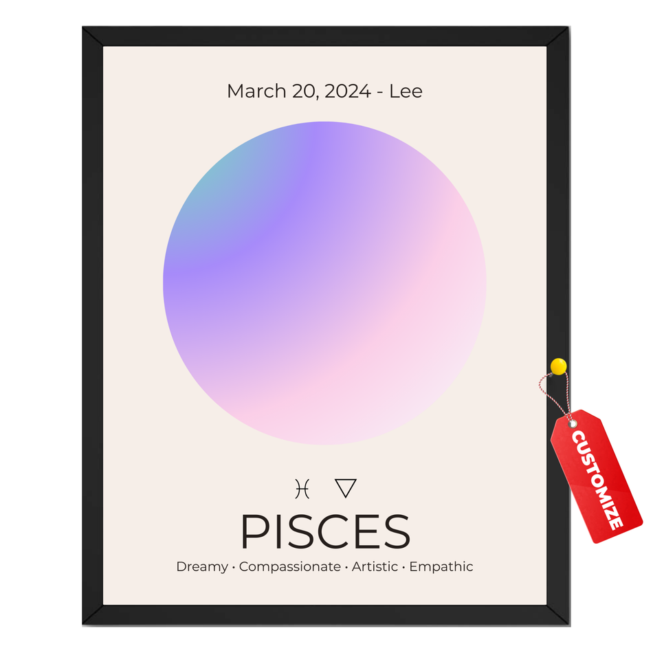 Personalized Pisces Zodiac Print - Custom Birth Date Poster