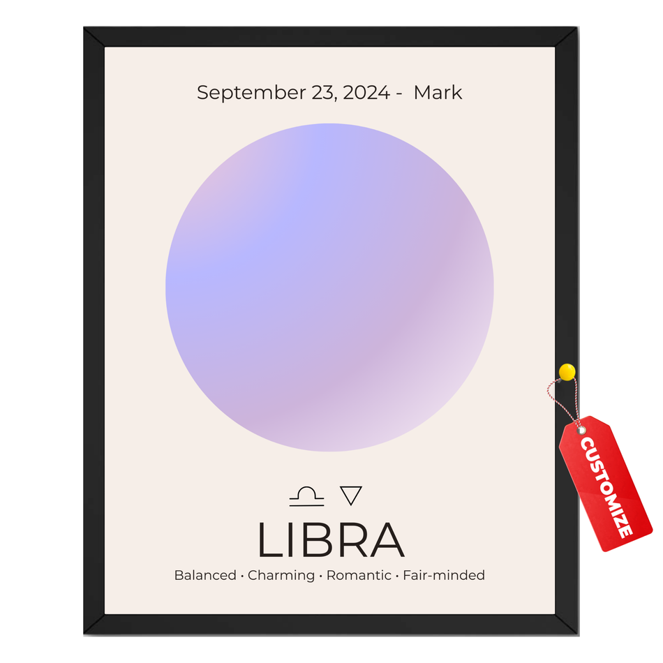 Personalized Libra Zodiac Print - Custom Birth Date & Name Poster