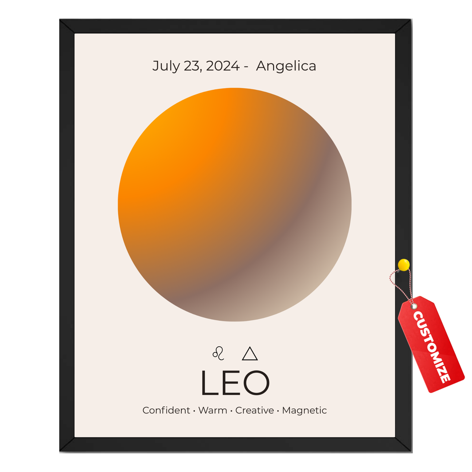 Personalized Leo Zodiac Print - Custom Birth Date Poster and Canvas