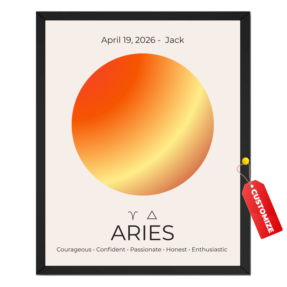 Personalized Aries Zodiac Print - Customized Birth Date Poster and Canvas