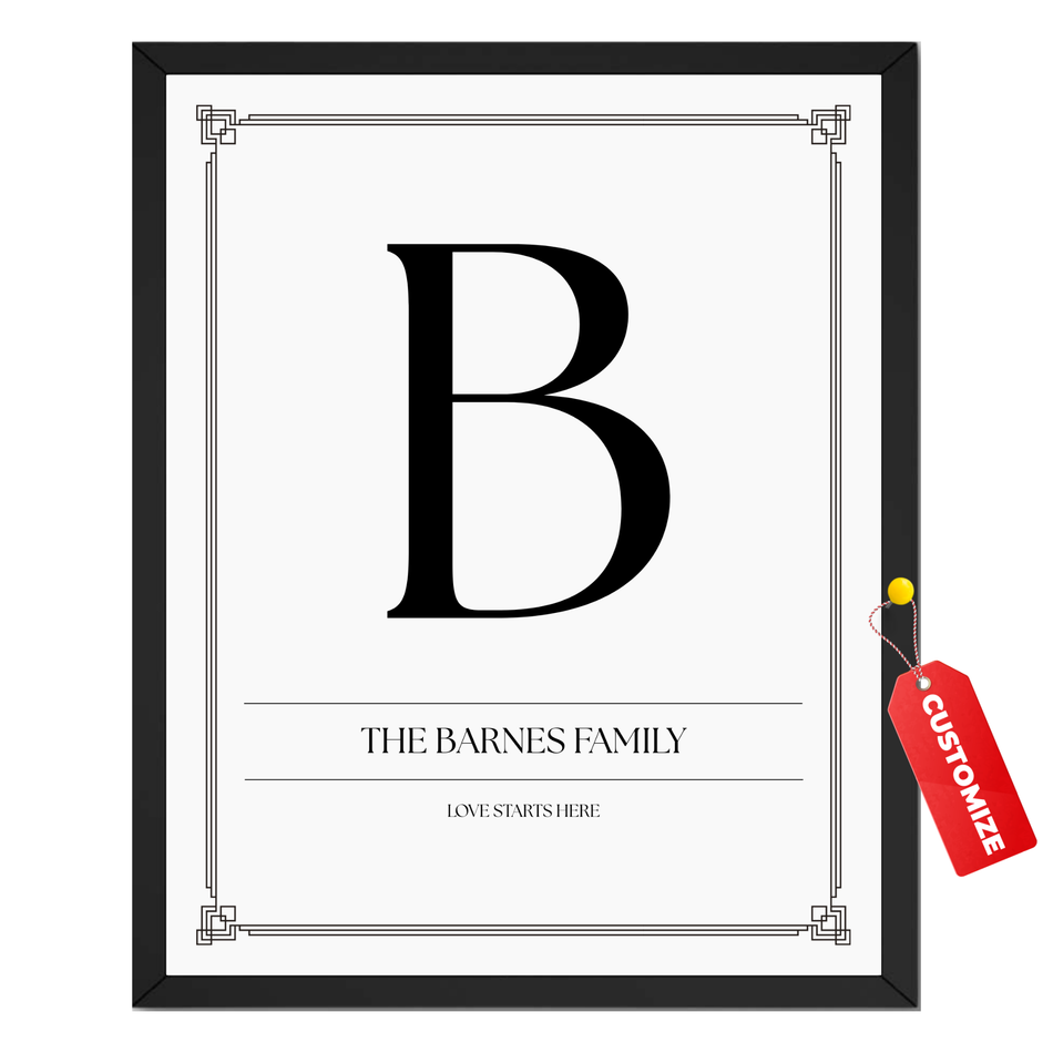 Personalized Custom Family Print: Customized Surname Initial Poster and Canvas