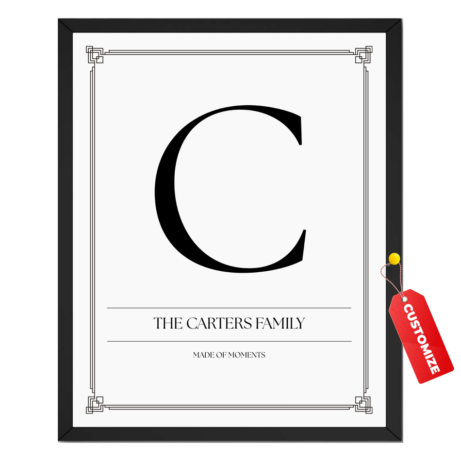 Personalized Family Initial Print: Customized Last Name Poster and Canvas