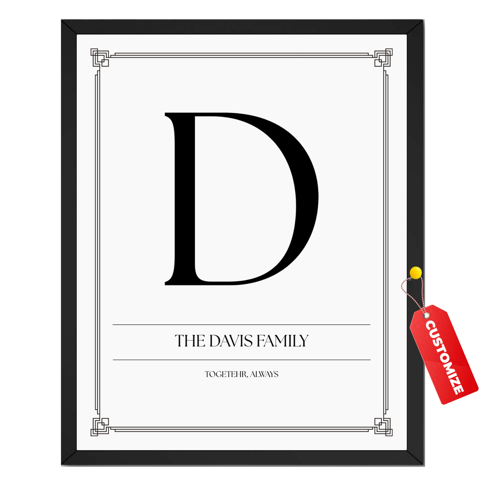 Personalized Custom Family Print: Customized Surname Initial Poster and Canvas