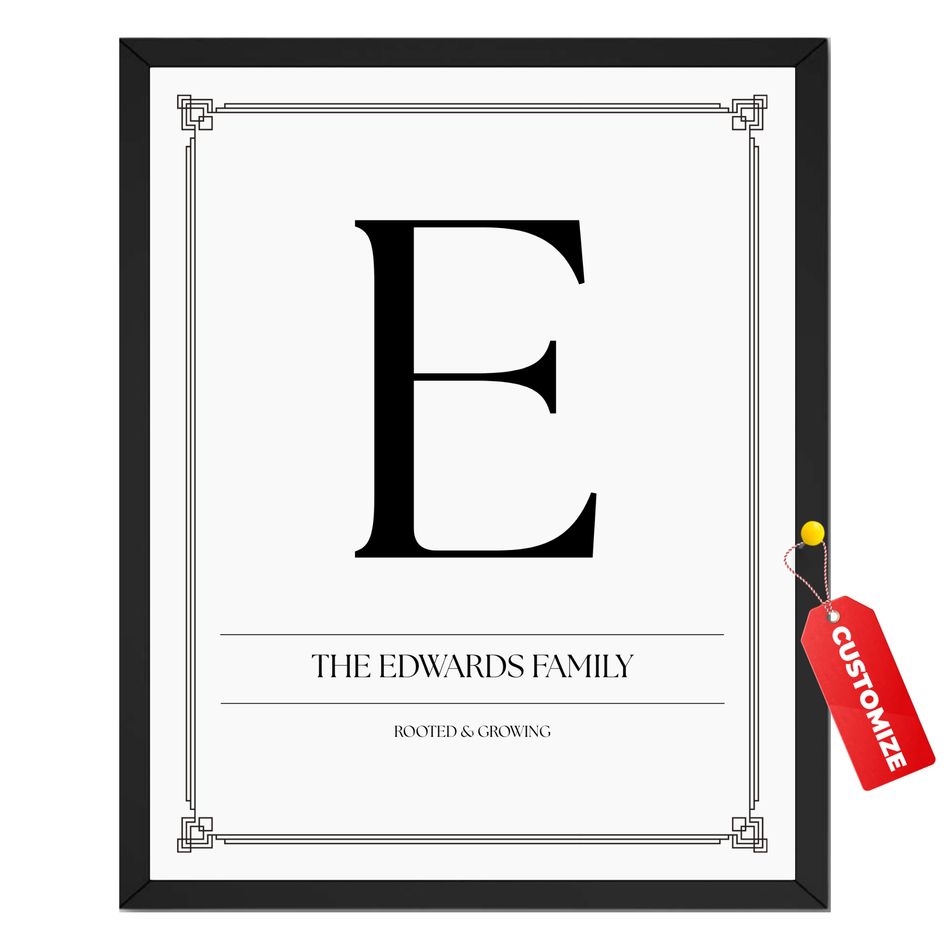 Personalized Family Monogram Print: Customized Name Initial Poster and Canvas