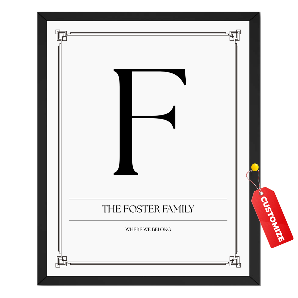 Personalized Family Initial Print: Customized Last Name Poster and Canvas