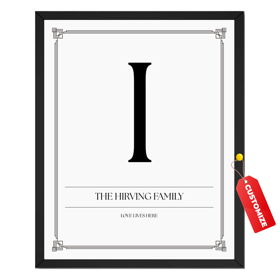 Personalized Family Initial Print: Customized Last Name Poster and Canvas