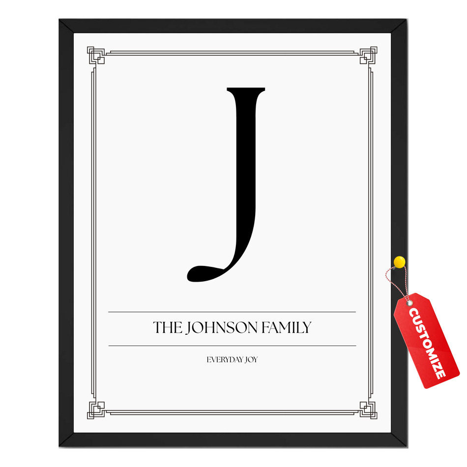 Personalized Family Monogram Print - Custom Last Name Initial Poster and Canvas