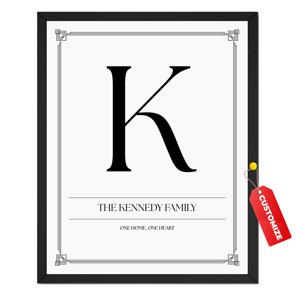 Personalized Family Initial Print - Customized Surname Poster and Canvas