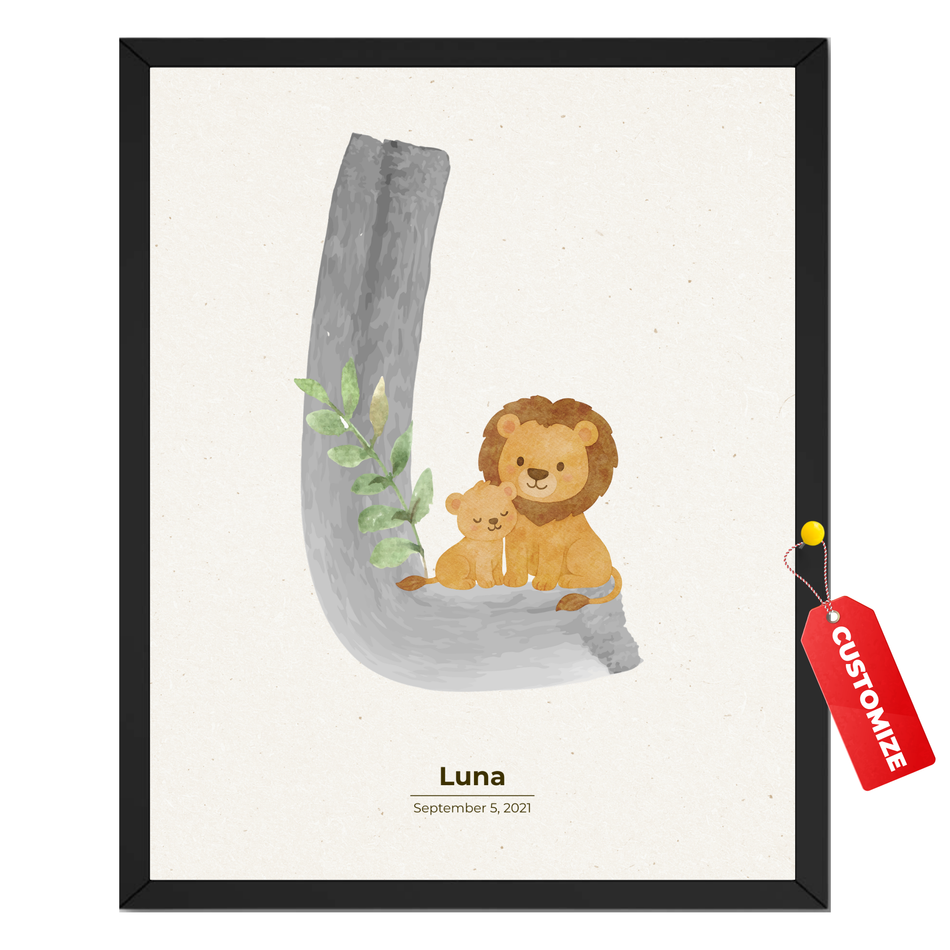 Personalized Nursery Initial Print – Custom Baby Name Poster and Canvas