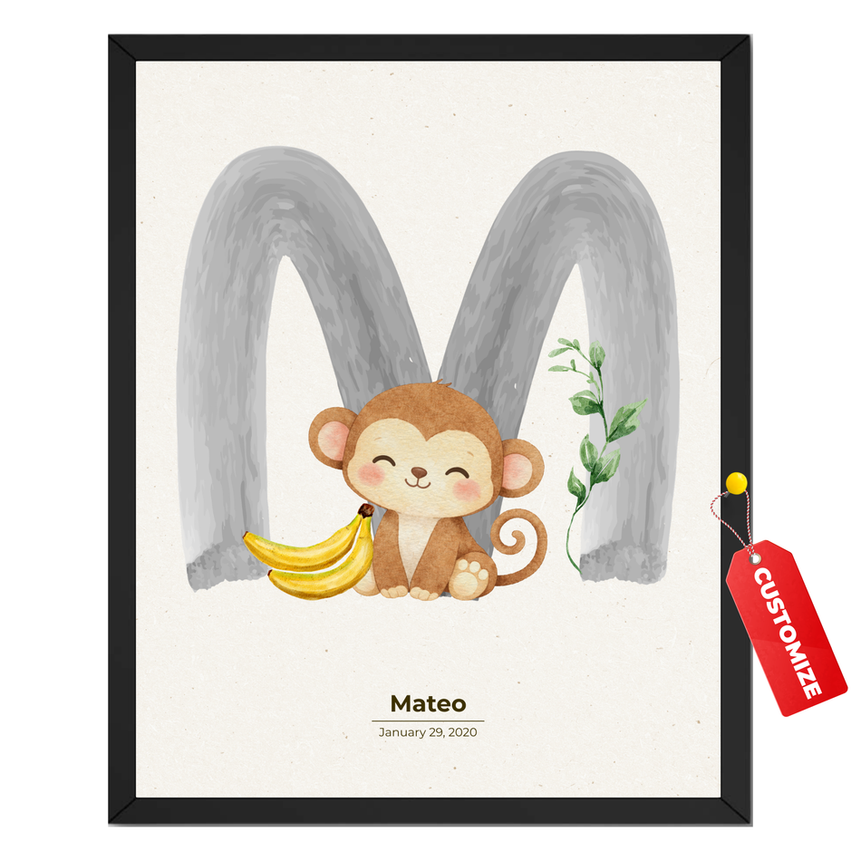 Personalized Nursery Initial Print – Custom Baby Name Poster and Canvas