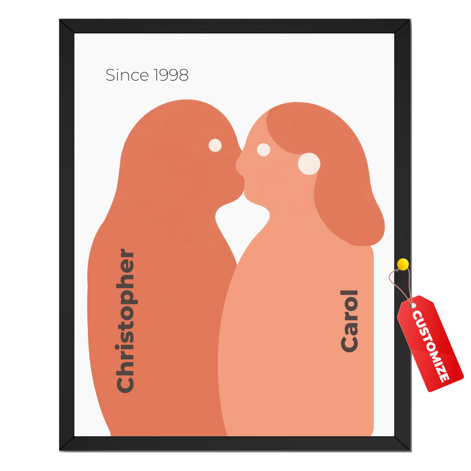 Personalized Love Story Print – Custom Names Typography Poster and Canvas