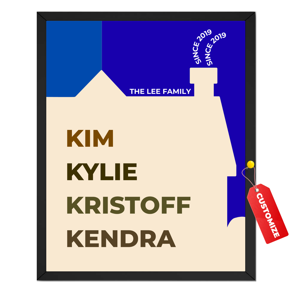 Personalized Family Home Print: Custom Name Poster and Canvas