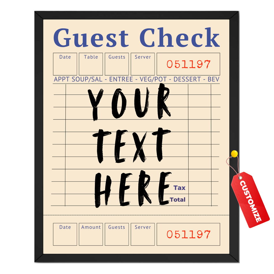 Personalized Guest Check Print – Custom Receipt Poster and Canvas