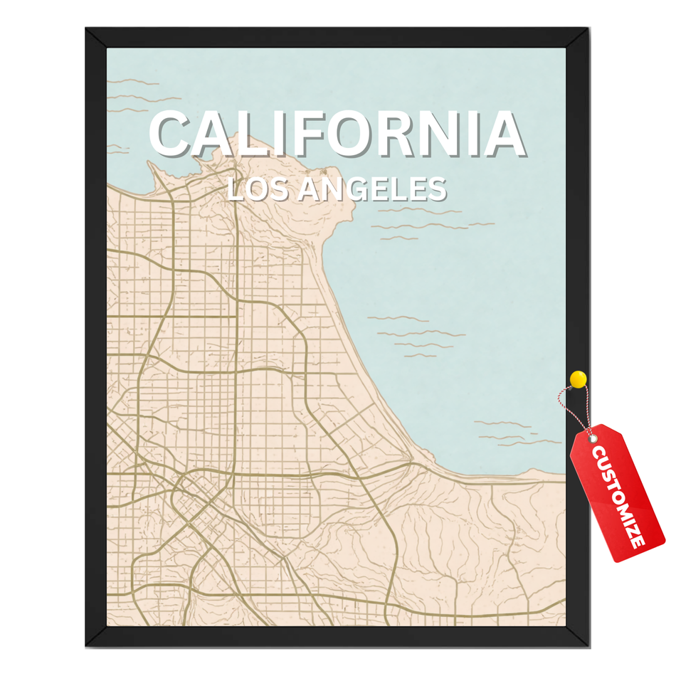 Personalized Los Angeles City Print – Custom California Map Poster and Canvas