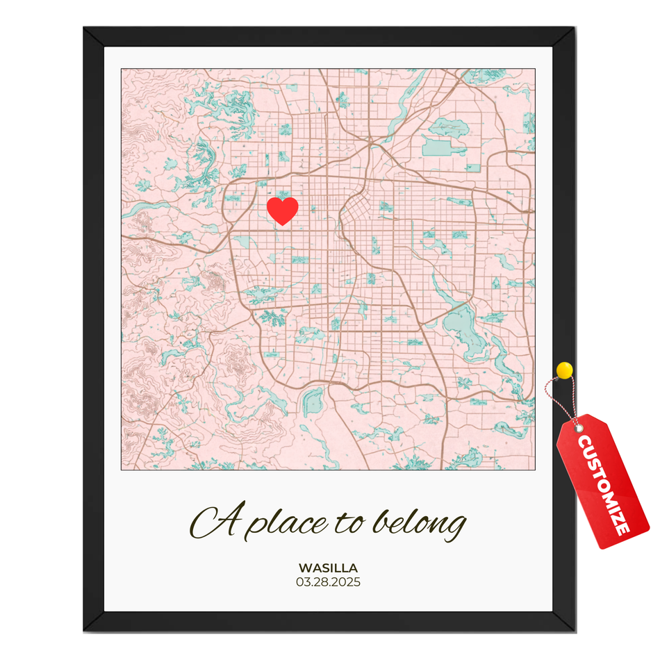 Personalized Wasilla Map Print, Customized Meaningful Location Poster and Canvas