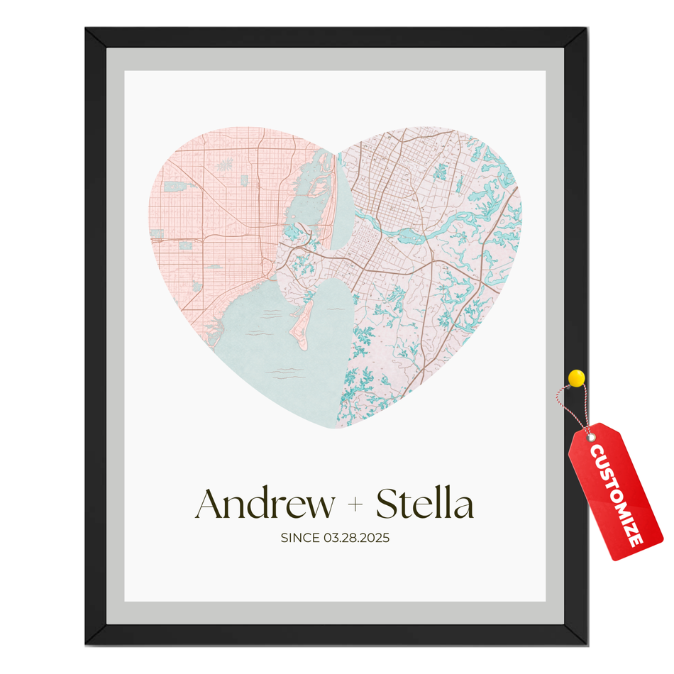 Personalized Love Story Print – Custom Couple Location Poster and Canvas