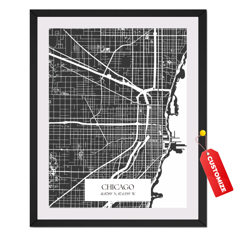 Personalized Chicago Illinois Map Print – Custom City Poster and Canvas