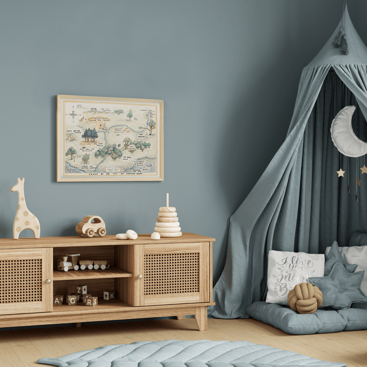 InkFlow Hundred Acre Woods Map Poster - Ideal Storybook Decor for Bedroom, Nursery, or Living Room - A Thoughtful Gift for Parents, Boys & Girls - 20x16 UNFRAMED Wall Art - Infinity Beyond Crafts