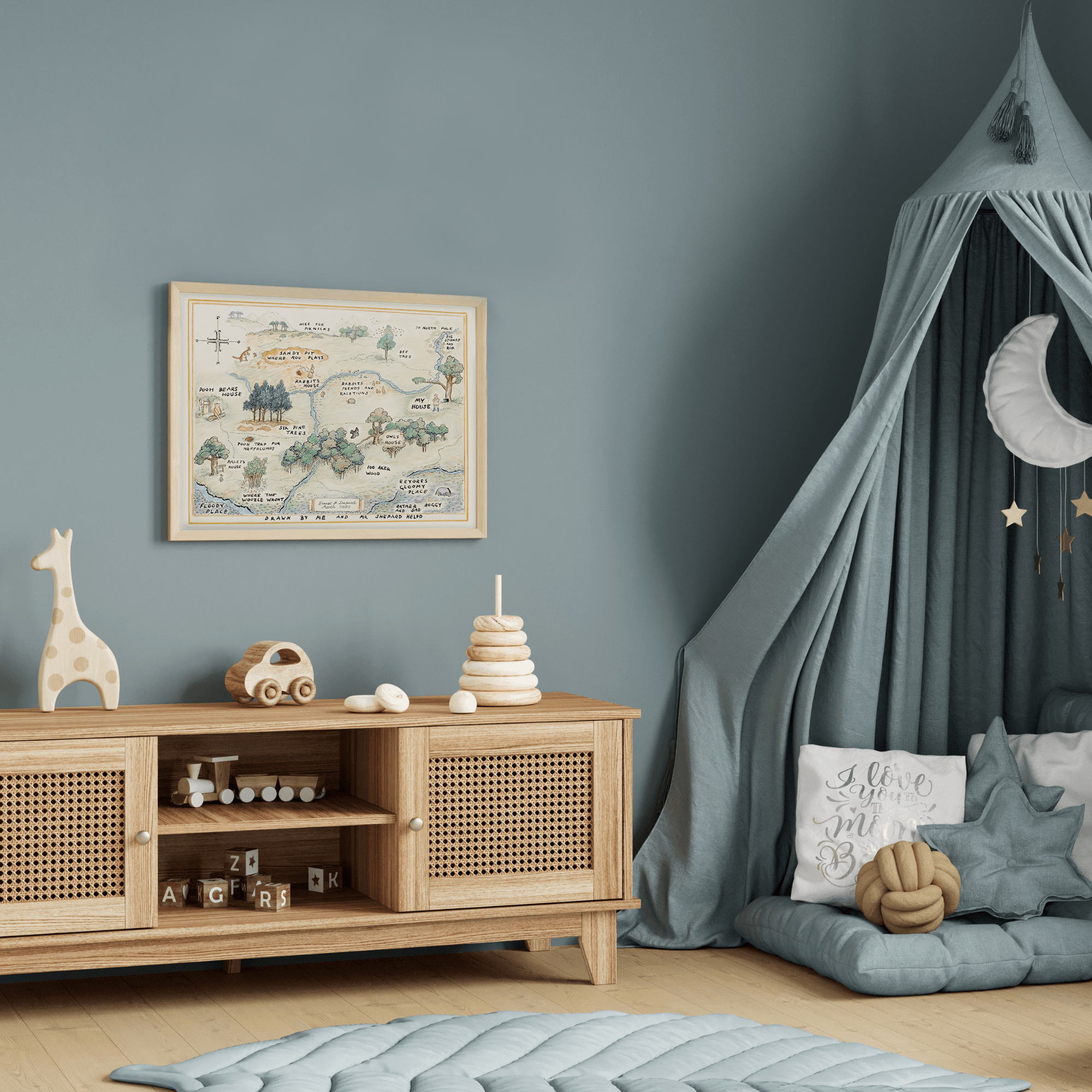 InkFlow Hundred Acre Woods Map Poster - Ideal Storybook Decor for Bedroom, Nursery, or Living Room - A Thoughtful Gift for Parents, Boys & Girls - 20x16 UNFRAMED Wall Art - Infinity Beyond Crafts