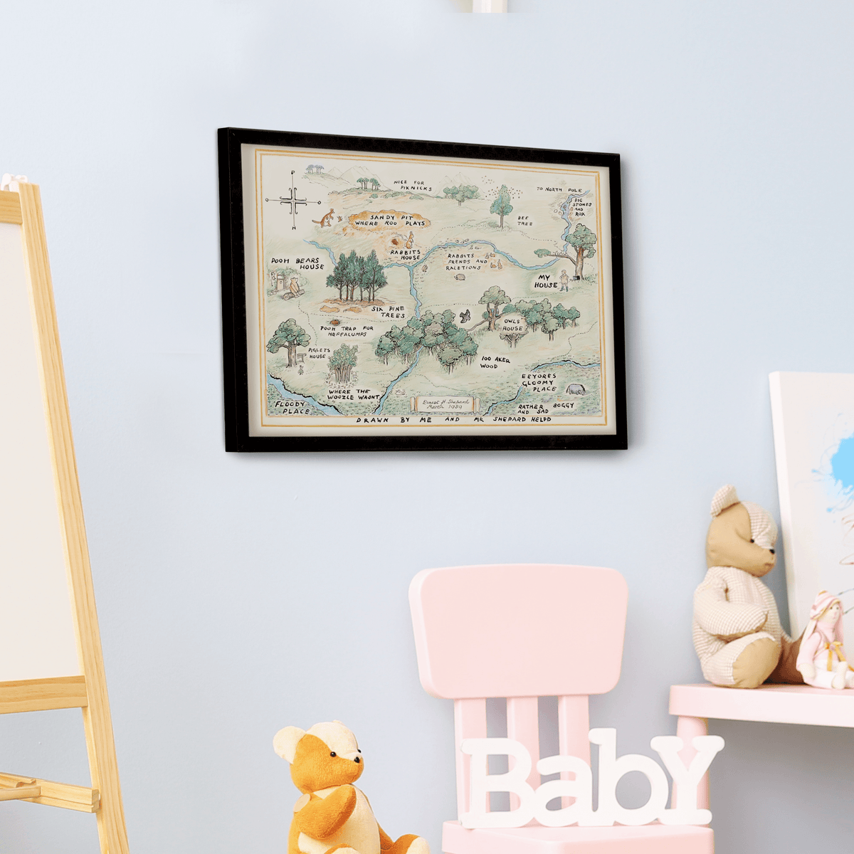 InkFlow Hundred Acre Woods Map Poster - Ideal Storybook Decor for Bedroom, Nursery, or Living Room - A Thoughtful Gift for Parents, Boys & Girls - 20x16 UNFRAMED Wall Art - Infinity Beyond Crafts
