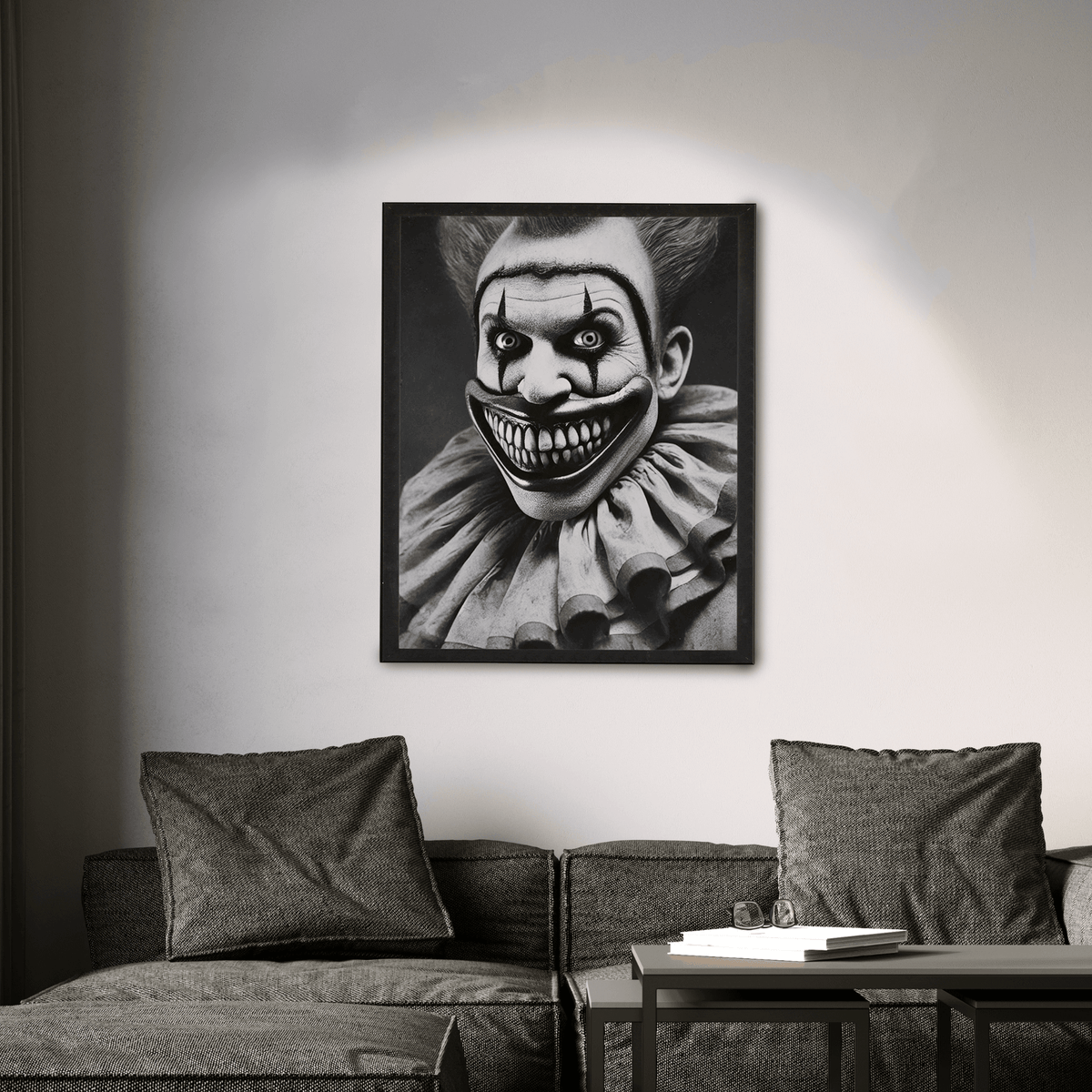 InkFlow Vintage Scary Clown Poster - Retro Circus Print - Halloween Art - Freak Show Art - Gift for Men & Women - Gothic Wall Decor for Bedroom, Living Room or Office - 8x10 UNFRAMED Wall Art - Infinity Beyond Crafts