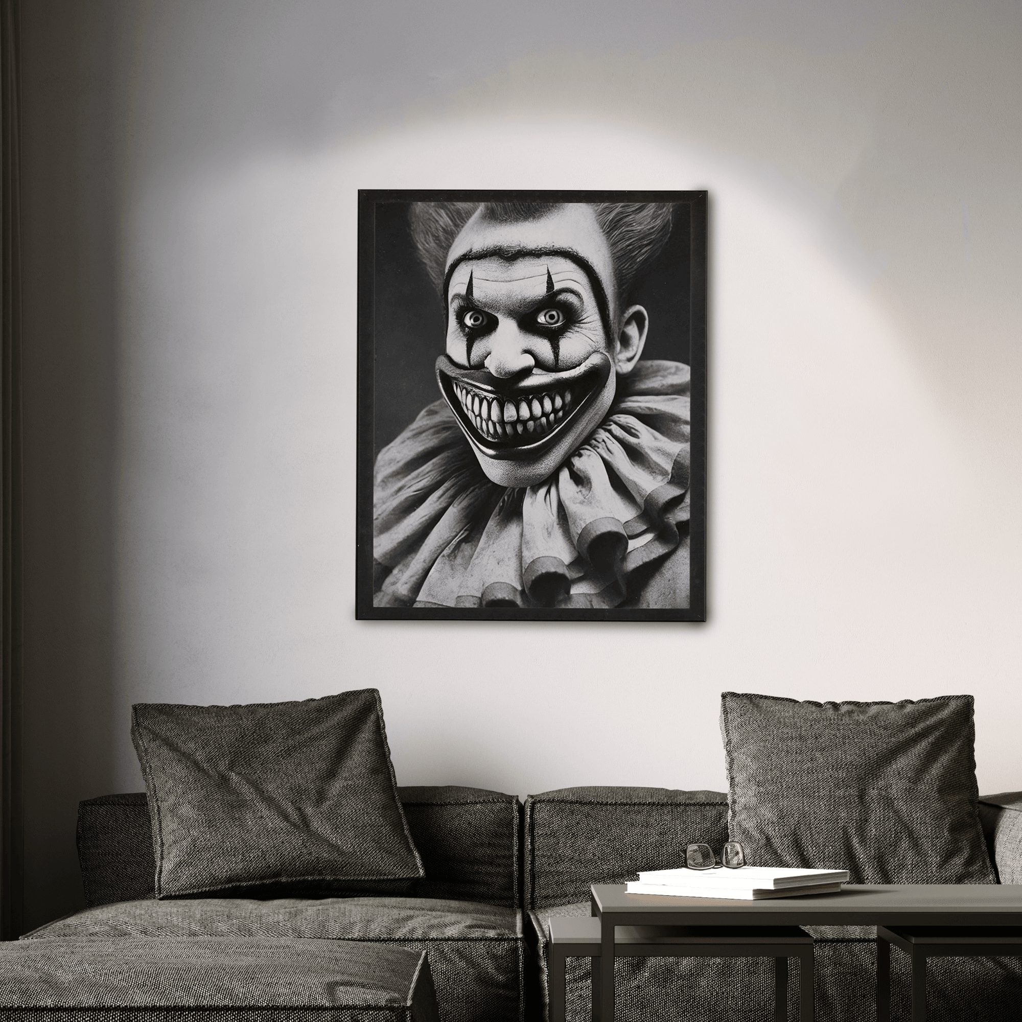 InkFlow Vintage Scary Clown Poster - Retro Circus Print - Halloween Art - Freak Show Art - Gift for Men & Women - Gothic Wall Decor for Bedroom, Living Room or Office - 8x10 UNFRAMED Wall Art - Infinity Beyond Crafts