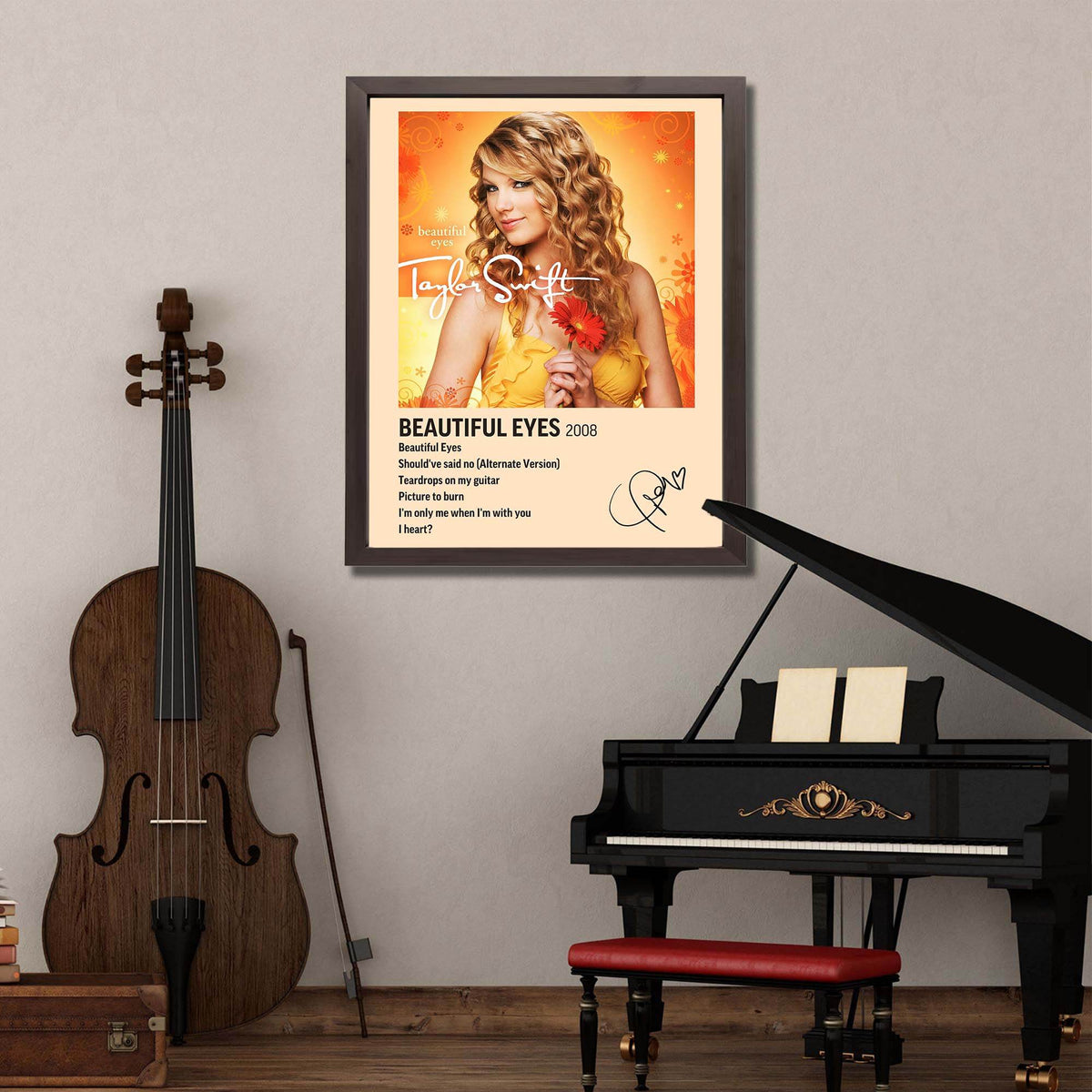 InkFlow Beautiful Eyes Album Poster - Classic Music Art Print, Elegant Wall Decor for Home or Office, Perfect Gift for Country Pop Music Fans - 8x10 Unframed Canvas Wall Art - Infinity Beyond Crafts