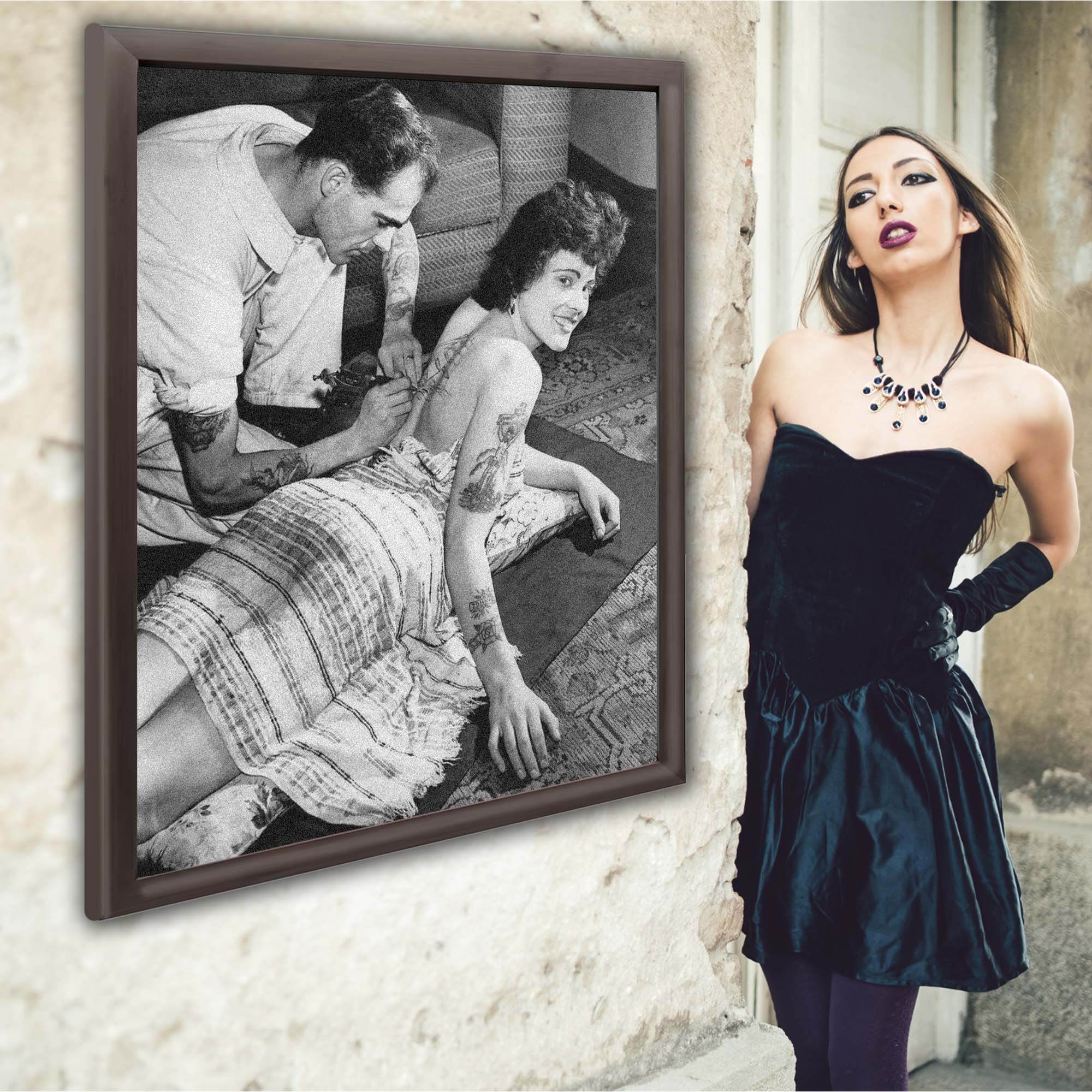 InkFlow Goth Vintage Tattooed Lady Poster for Wiccan & Goth Art - Retro and Edgy Art Print for Bedroom, Living Room, or Office - Unique Wall Decor - 11x14 Unframed Canvas Wall Art - Infinity Beyond Crafts