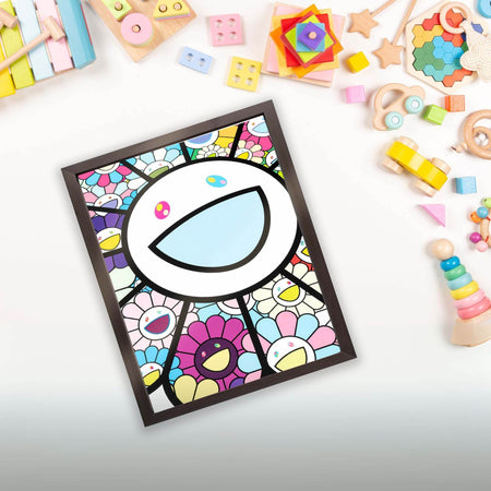 InkFlow Takashi Murakami Inspired Poster Wall Art Print - Bright and Colorful Floral Pop Art Design for Bedroom, Office, or Contemporary Living Spaces - 8x10 Unframed Canvas Wall Art - Infinity Beyond Crafts