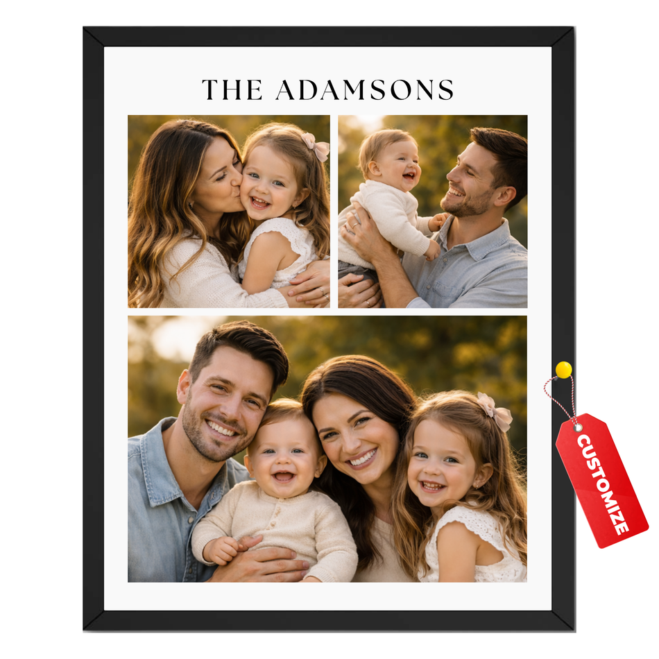 Family Collage Print | Custom Name Photo Wall Art