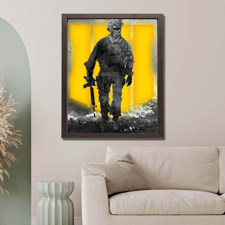 InkFlow Tactical Soldier-Inspired Poster - Military Warfare Wall Art for Home, Office, Bedroom Décor, Action Artwork for Gamer and FPS Enthusiasts - 8x10 Unframed Wall Art - Infinity Beyond Crafts