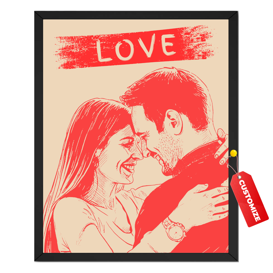 Love Portrait Print | Custom Couple Pop Art Wall Decor