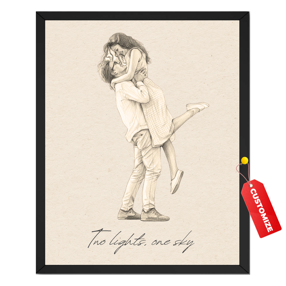 Personalized True Love Print | Custom Couple Pencil Wall Art