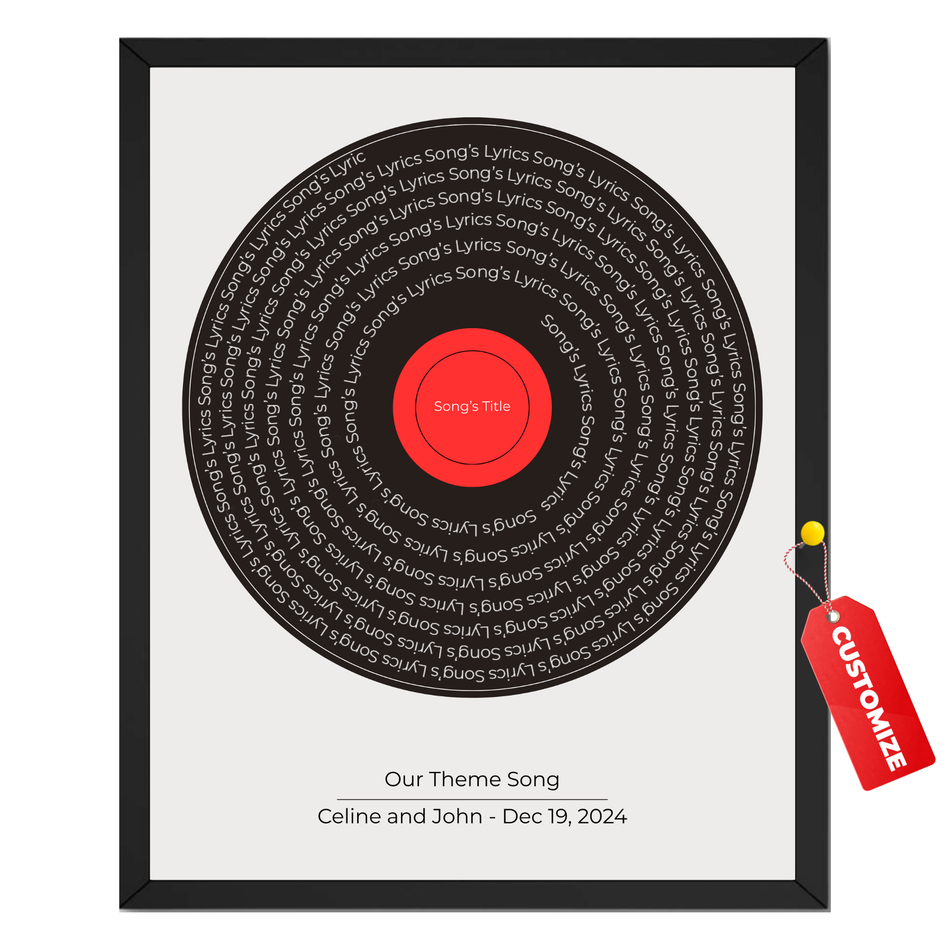 Personalized Theme Song Print | Custom Vinyl Lyrics Wall Art