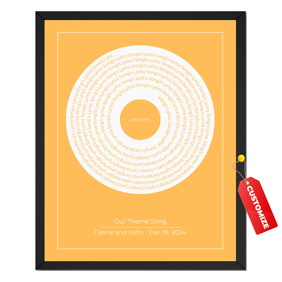 Personalized Song Lyrics Print | Custom Vinyl Record Music Wall Art