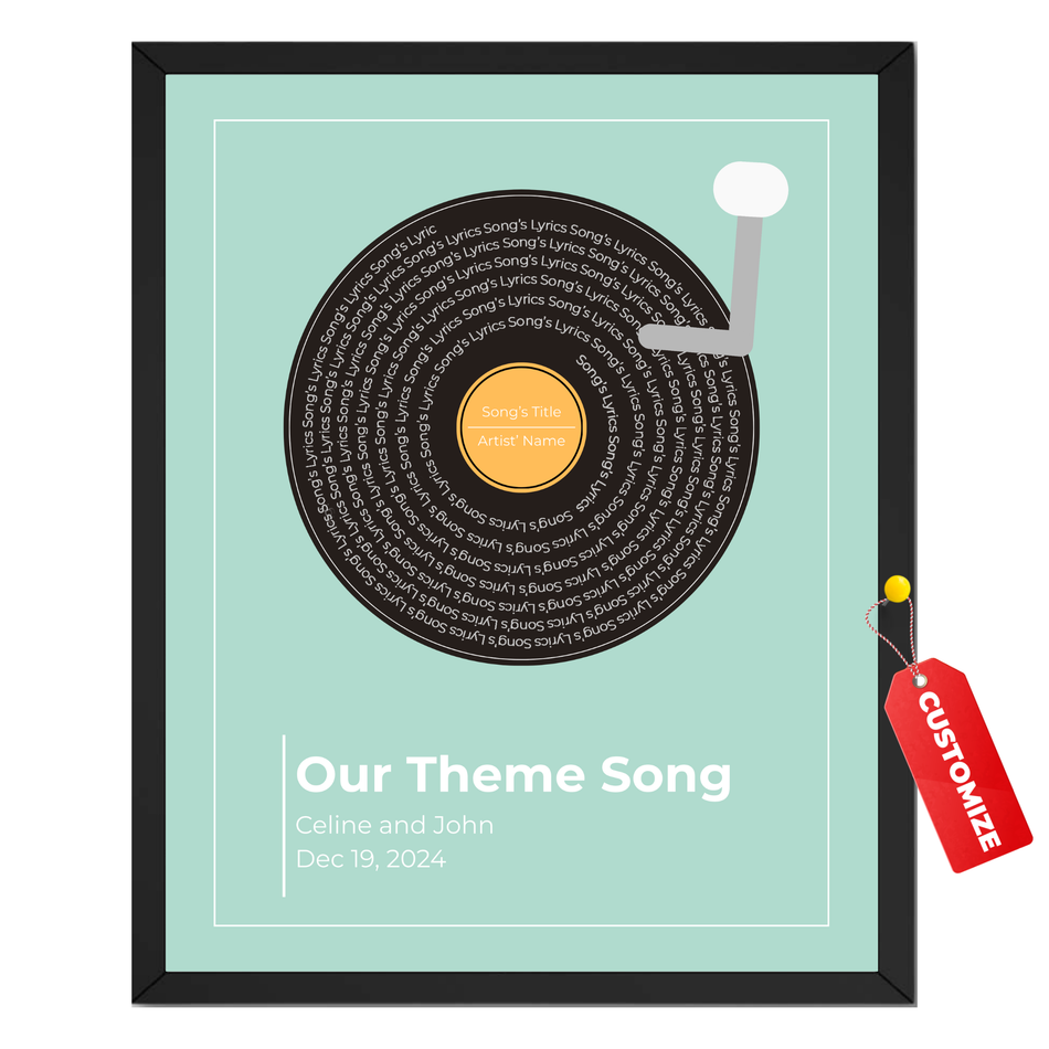 Personalized Our Theme Song Print | Custom Record Player Music Wall Art