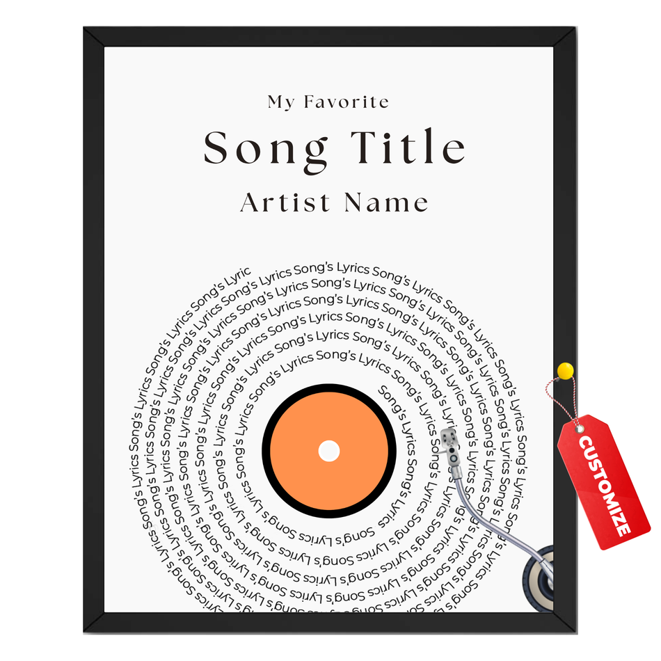 Personalized Favorite Song Print | Custom Record Player Music Wall Art