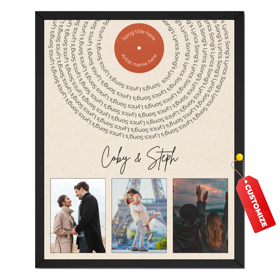 Personalized Song Lyrics Print | Custom Vinyl Record Photo Collage Wall Art