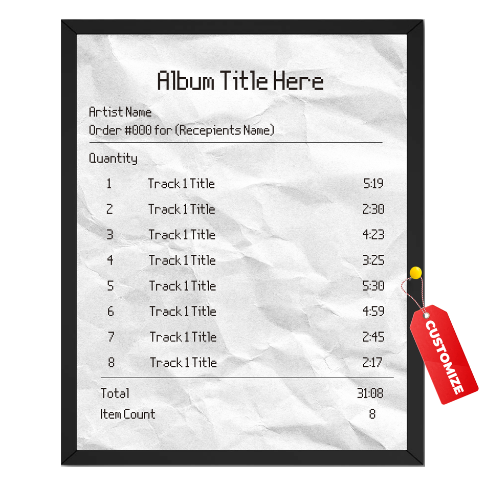 Personalized Album Tracklist Print | Custom Song List Music Wall Art