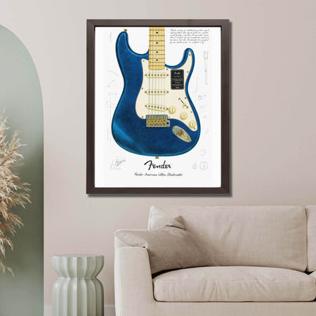 InkFlow Blue Guitar Poster - Vibrant Music-Inspired Wall Décor for Home, Studio, or Office, Perfect for Music Lovers and Creative Spaces - 16x20 Unframed Canvas Wall Art - Infinity Beyond Crafts