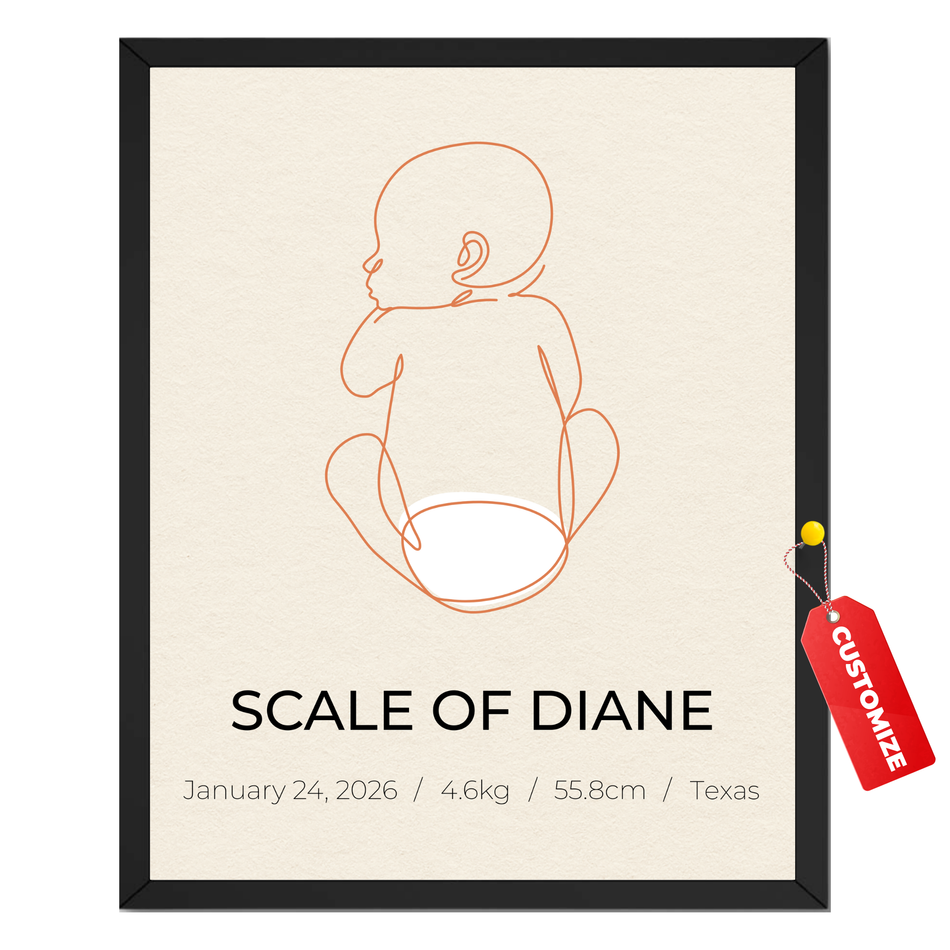 Personalized Newborn Birth Stats Print | Custom Baby Outline Nursery Wall Art