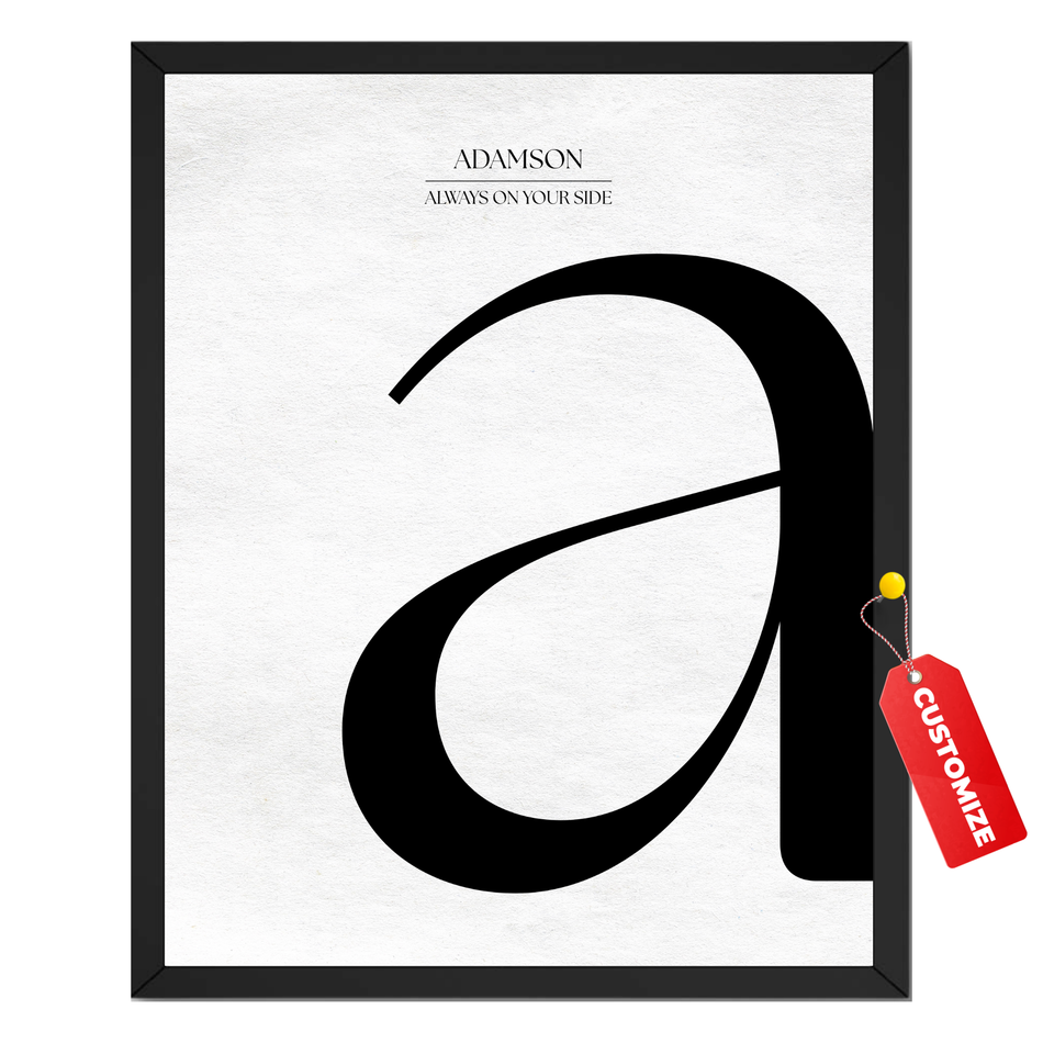 Personalized Family Initial Print | Custom Monogram Letter Wall Art | Minimalist Name Poster & Canvas