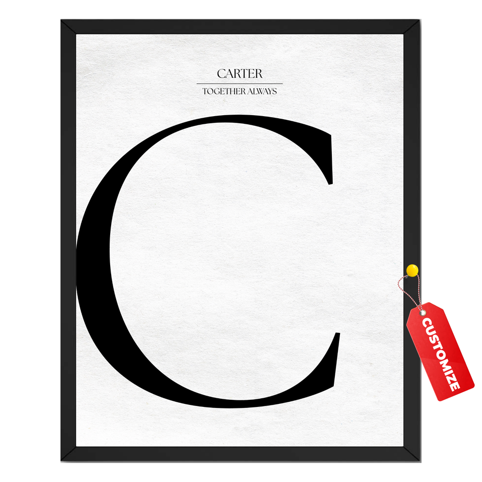 InkFlow Posters Personalized Monogram Name Print - Customized Family Letter Poster