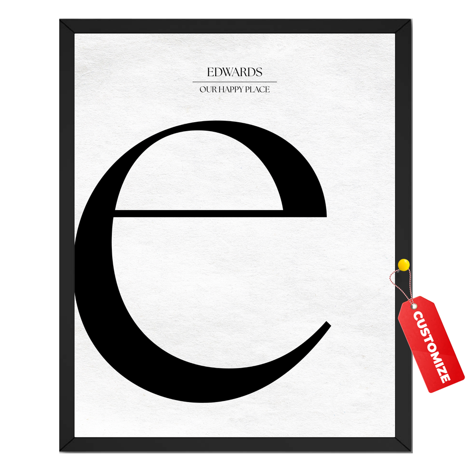 InkFlow Posters Personalized Lowercase Initial Print - Custom Last Name Monogram Wall Art