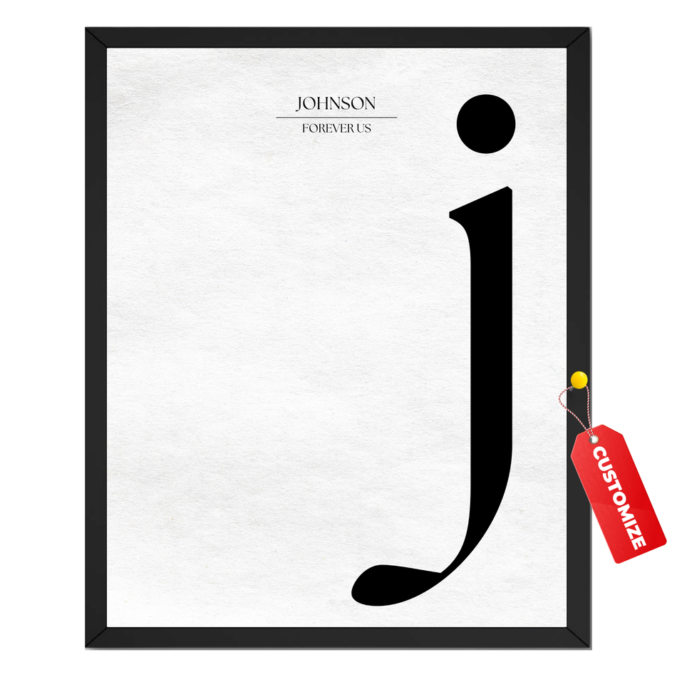 Personalized Name Initial Print - Customized Monogram Letter Poster and Canvas