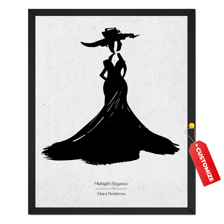Personalized Custom Fashion Print: Gown Silhouette Poster and Canvas