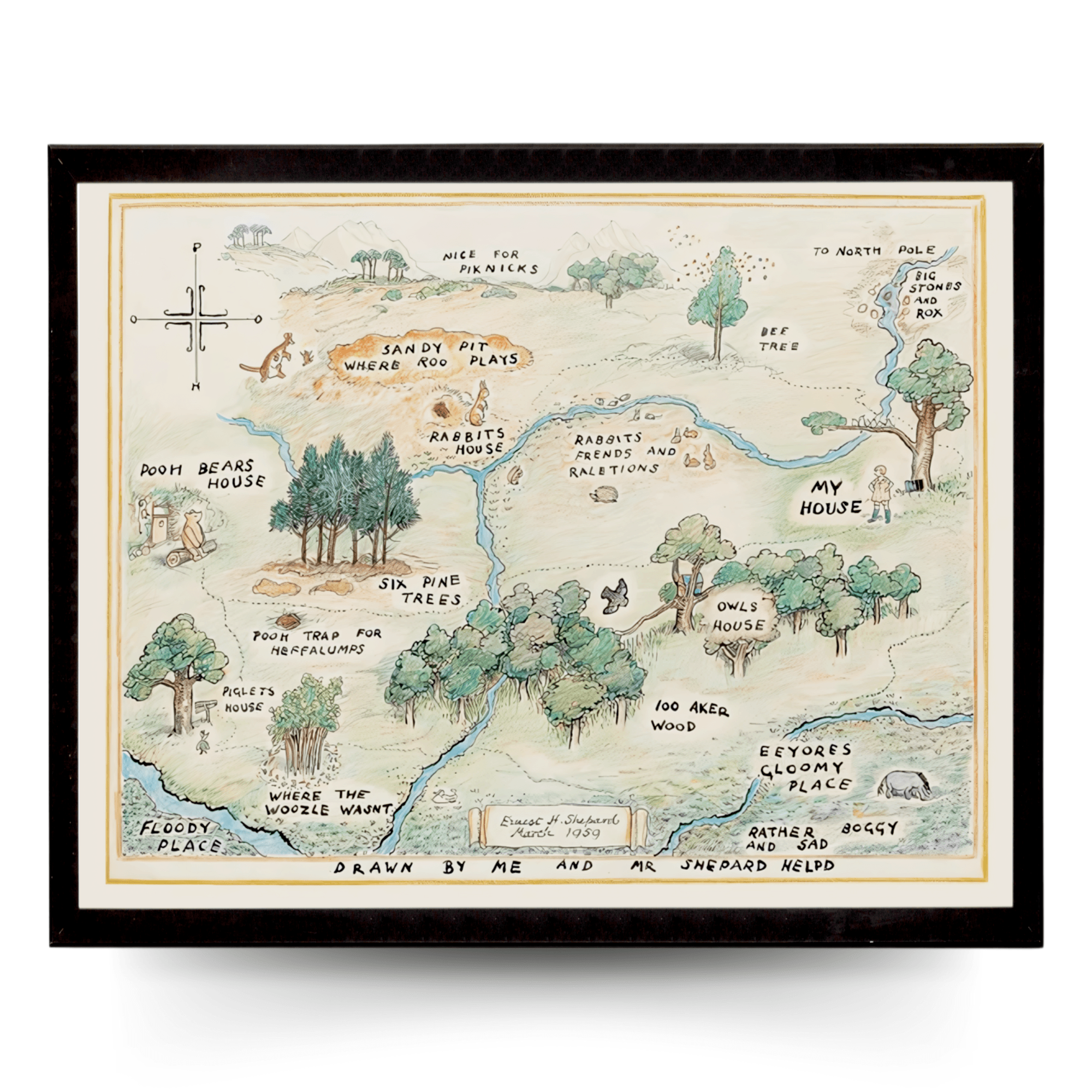 InkFlow Hundred Acre Woods Map Poster - Ideal Storybook Decor for Bedroom, Nursery, or Living Room - A Thoughtful Gift for Parents, Boys & Girls - 20x16 UNFRAMED Wall Art - Infinity Beyond Crafts