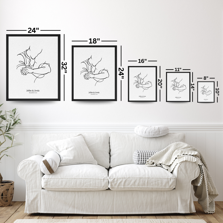 Posters Personalized Bound By Love Print: Couple Embrace Poster and Canvas